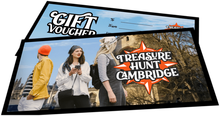A photo of a physical gift voucher for Treasure Hunt Cambridge.